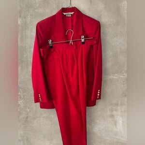 Austin Reed Red Pant Suit Set Blazer & Trousers Vintage Power Suit Petite size 8